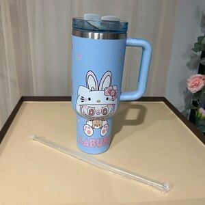 Labubu Bunny Tumbler w/ Handle & Straw | Kawaii Insulated Cup | New